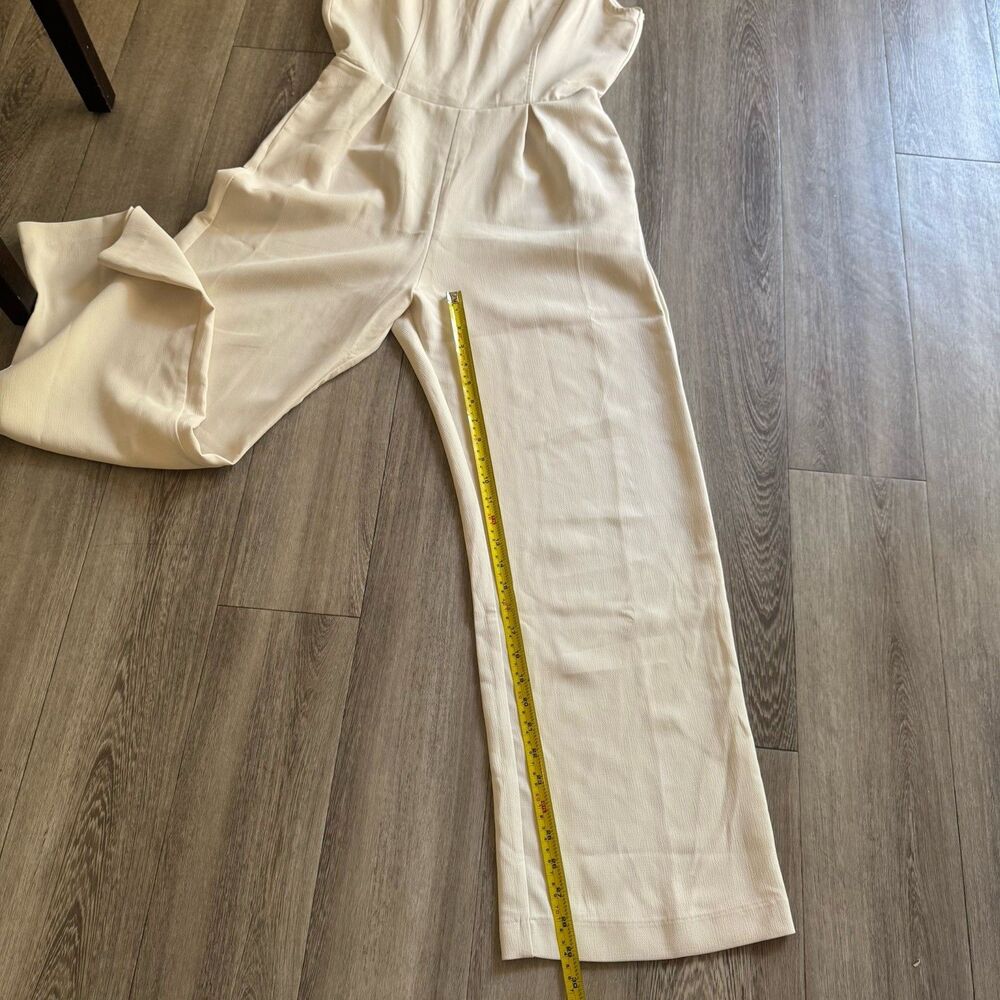 Song of Style Jumpsuit Cream Wide Leg Sleeveless Pleated Size Large Quiet Luxury - Picture 7 of 14